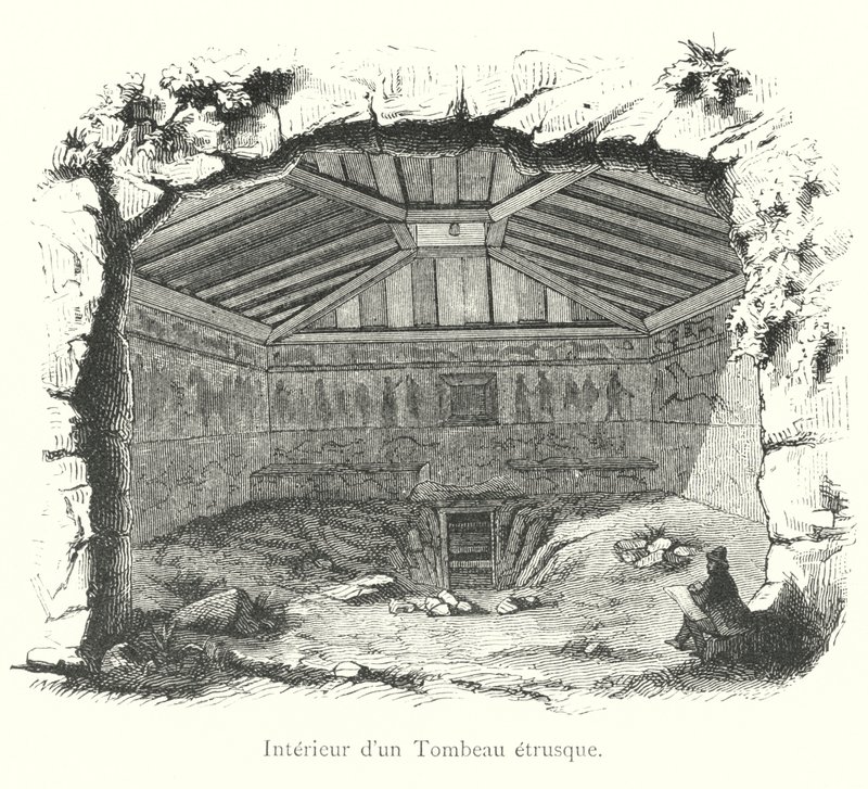 Interior de una tumba etrusca de Italian School