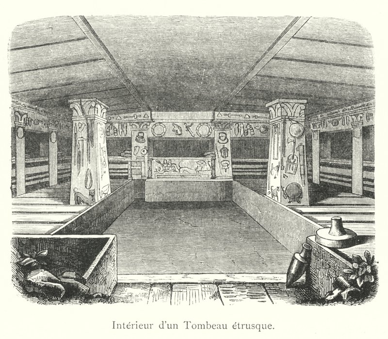 Interior de una tumba etrusca de Italian School