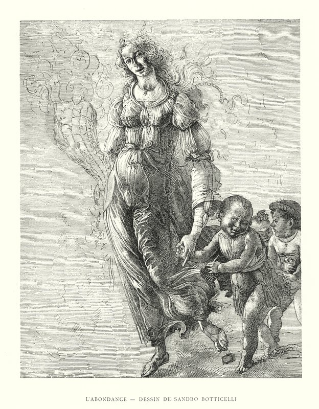 La Abundancia, Dibujo de Sandro Botticelli de Italian School