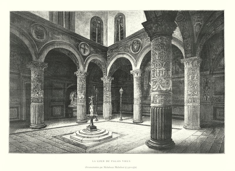El Patio del Palacio Viejo, Ornamentación por Michelozzo Michelozzi de Italian School