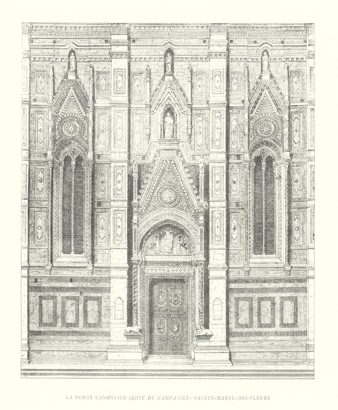 La puerta canónica, lado del campanario, Santa María del Fiore de Italian School