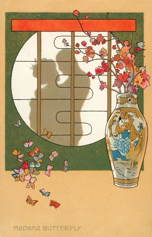 Madama Butterfly (litografía en color) de Italian School