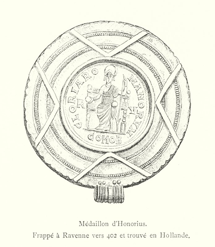 Medallón de Honorio, Acuñado en Rávena alrededor de 402 y encontrado en Holanda de Italian School