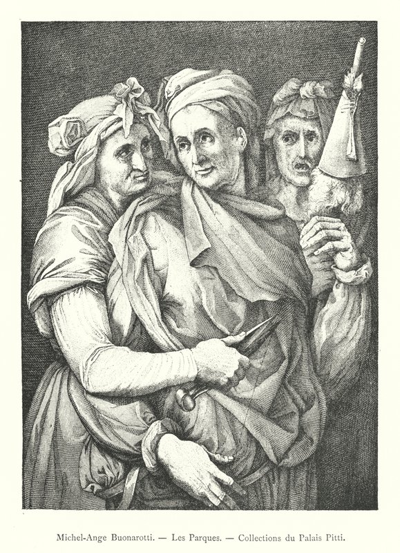 Las Parcas, Colecciones del Palacio Pitti (grabado) de Italian School