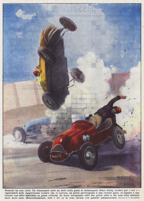 Ni un hueso roto (litografía en color) de Italian School