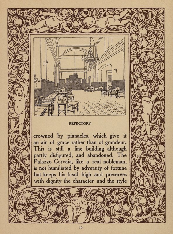 Página del folleto del Hotel San Domenico Palace, Taormina (litografía) de Italian School
