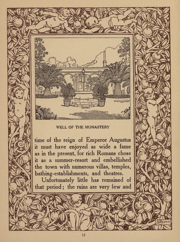 Página del folleto del Hotel San Domenico Palace, Taormina (litografía) de Italian School