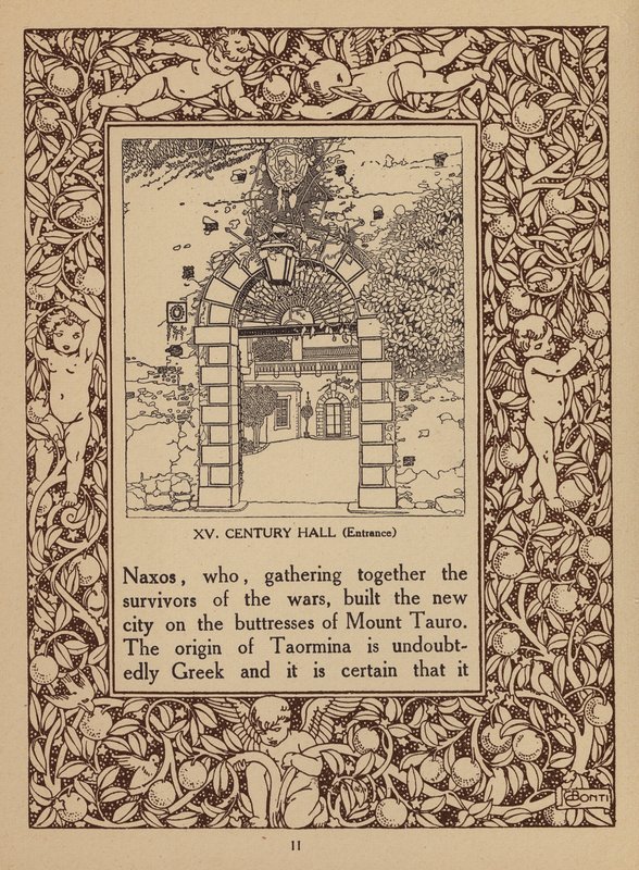Página del folleto del Hotel San Domenico Palace, Taormina (litografía) de Italian School