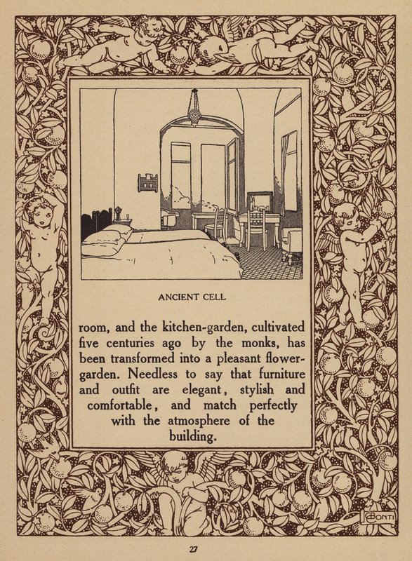 Página del folleto del Hotel San Domenico Palace, Taormina (litografía) de Italian School
