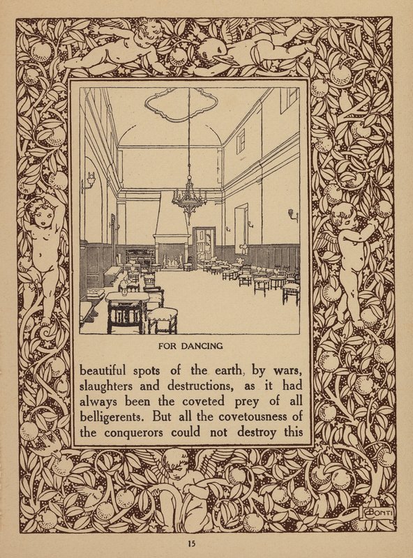 Página del folleto del Hotel San Domenico Palace, Taormina (litografía) de Italian School
