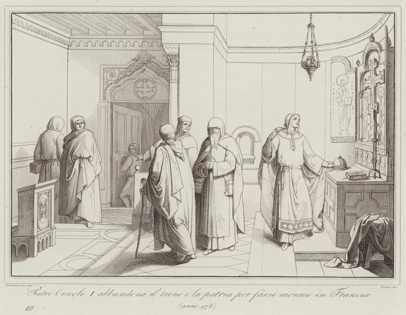 Pietro Orseolo I Abandona el Trono y la Patria para Hacerse Monje en Francia, 978 de Italian School