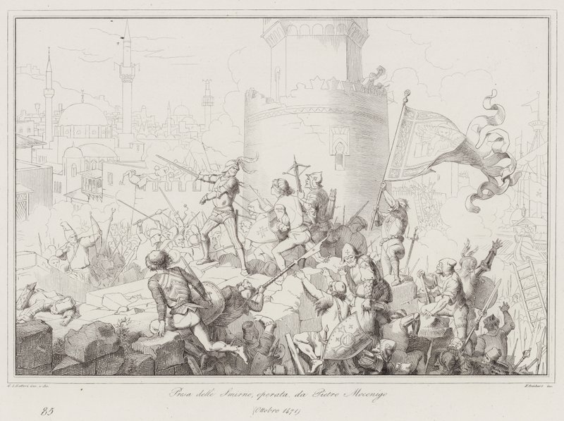 Toma de Esmirna, realizada por Pietro Mocenigo de Italian School