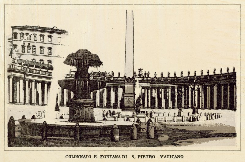 Roma: Columnata y fuente de San Pedro Vaticano de Italian School