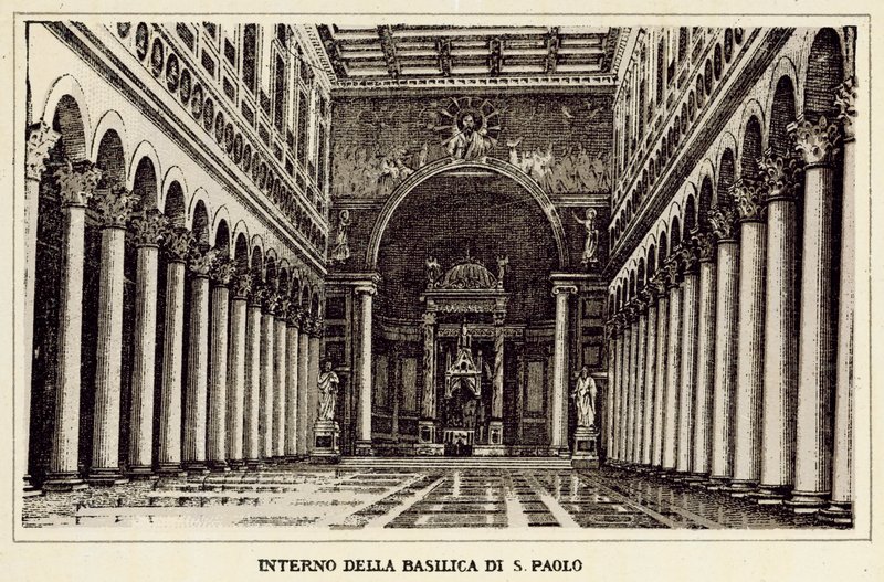 Roma: Interior de la Basílica de San Pablo de Italian School
