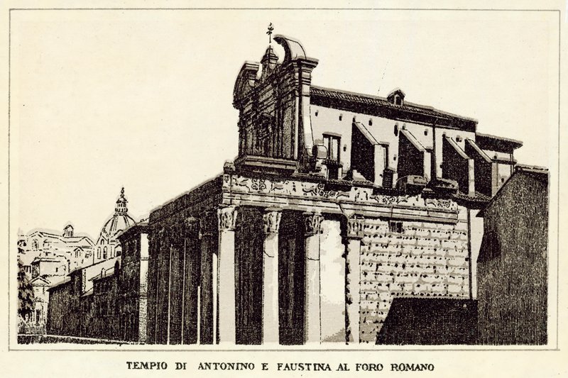 Roma: Templo de Antonino y Faustina en el Foro Romano de Italian School