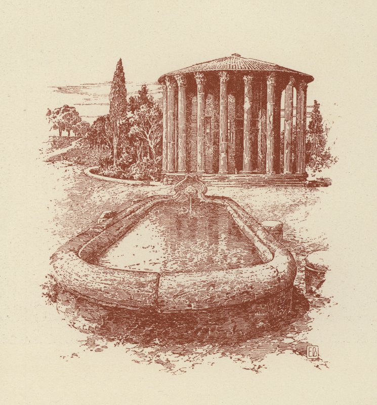 Roma, Templo de Vesta (litografía) de Italian School