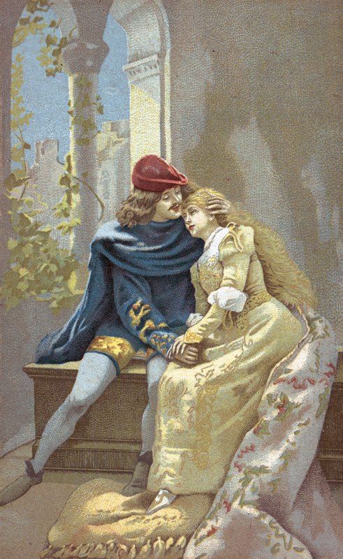 Romeo y Julieta (litografía en color) de Italian School