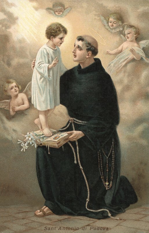 San Antonio de Padua (litografía en color) de Italian School