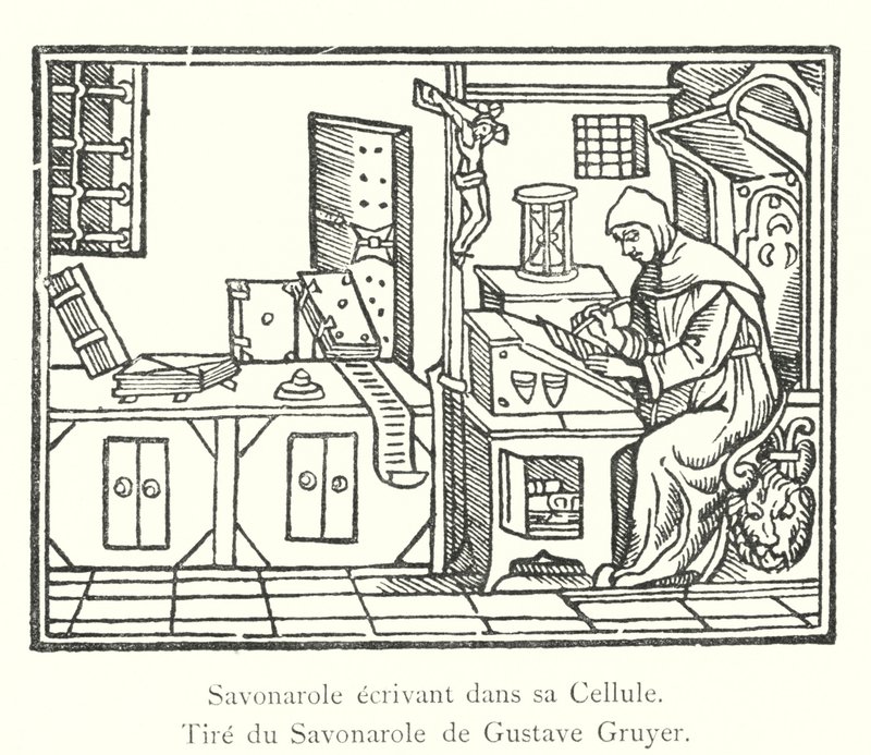 Savonarola escribiendo en su Celda, Del Savonarola de Gustave Gruyer de Italian School
