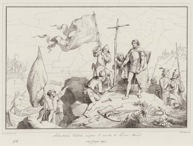 Sebastiano Caboto descubre la isla de Terranova de Italian School