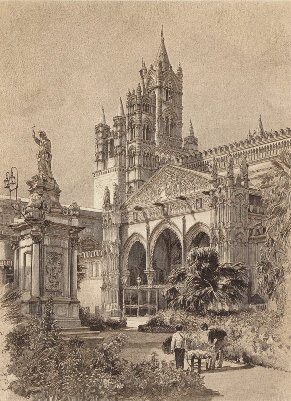 Sicilia / Sicilia: Catedral de Palermo (litografía) de Italian School