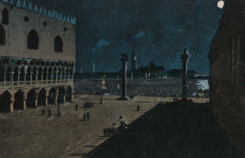 Palacio Ducal (litografía en color) de Italian School