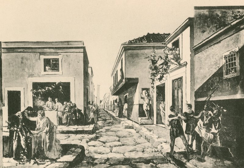 La casa del balcón colgante como era de Italian School