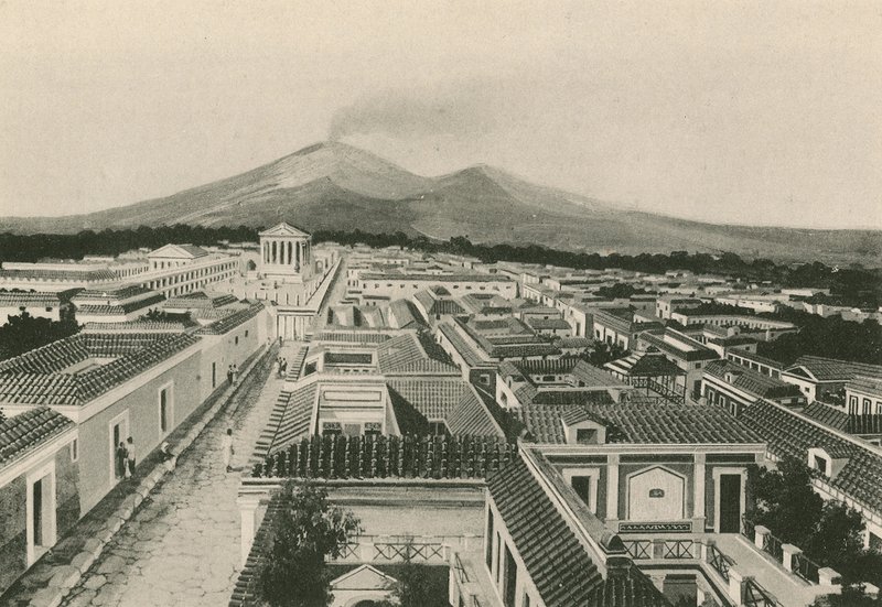 El panorama de Pompeya como era de Italian School