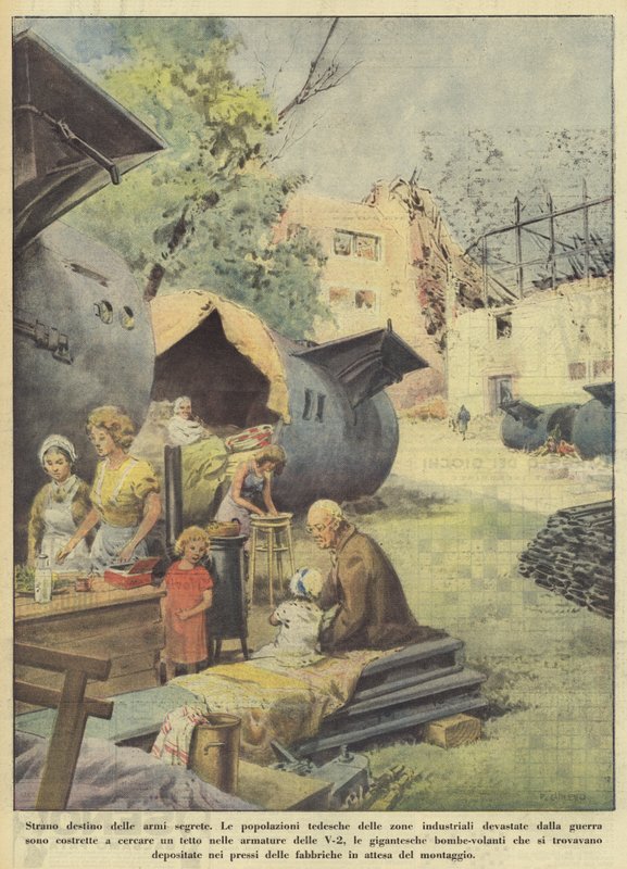 El extraño destino de las armas secretas (Litografía en color) de Italian School