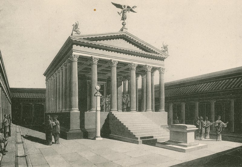 El Templo de Apolo como era (grabado) de Italian School