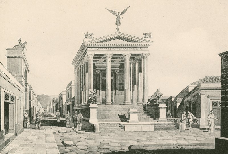 El templo de la Fortuna como era de Italian School