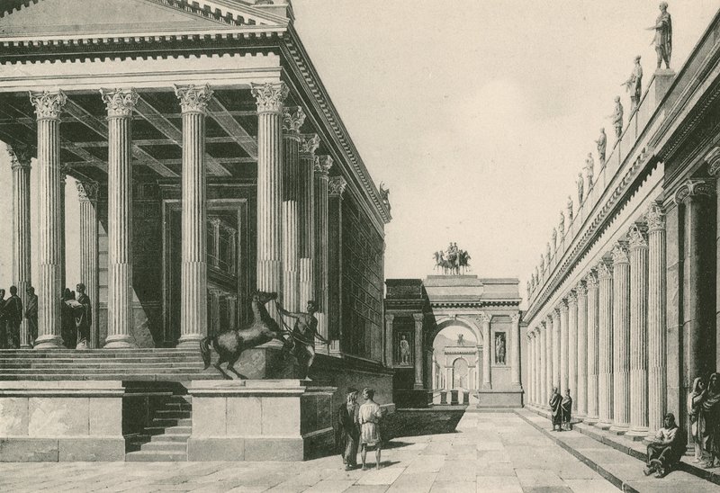 El templo de Júpiter y el arco de Nerón como eran de Italian School