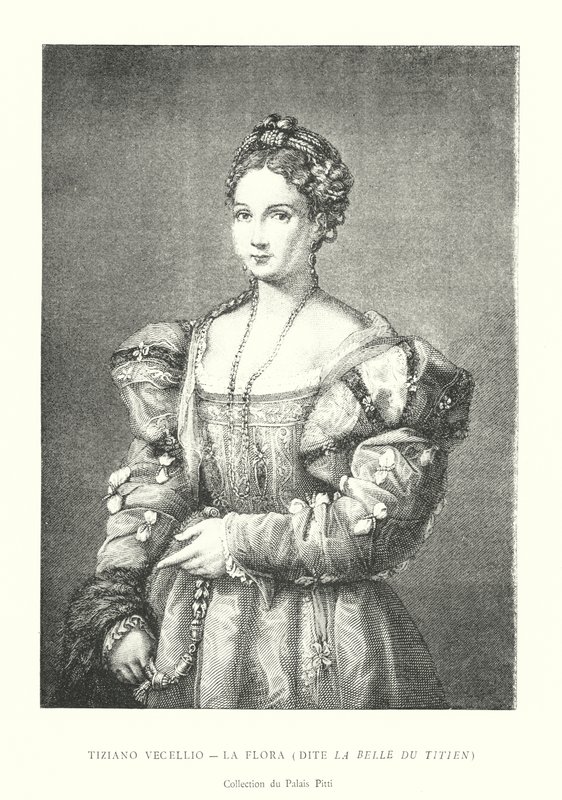Tiziano Vecellio, La Flora, Dite La Belle du Titien, Colección del Palacio Pitti de Italian School