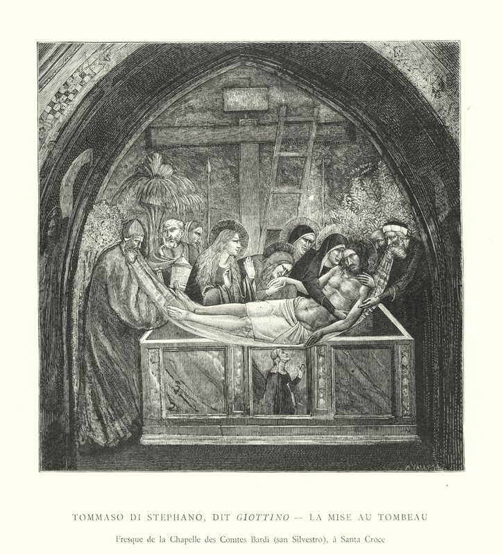 Tommaso di Stephano, dit Giottino, La Mise au Tombeau, Fresco de la Capilla de los Condes Bardi, san Silvestro, en Santa Croce de Italian School
