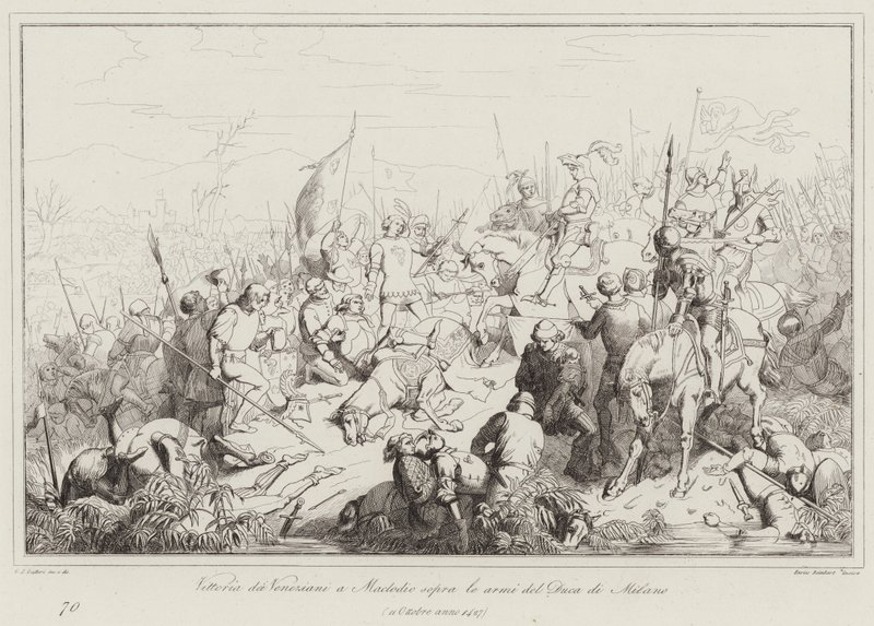 Victoria de los venecianos en Maclodio sobre las armas del Duque de Milán de Italian School