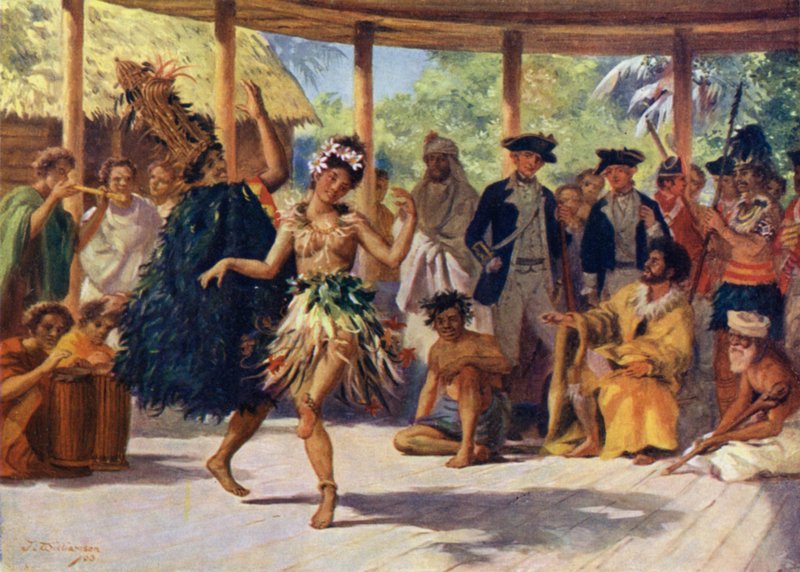Bailando en Otaheite antes del Capitán Cook de J. Williamson