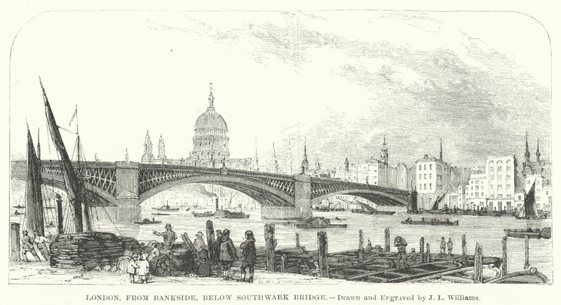 Londres, desde Bankside, debajo del Puente Southwark de J.L. (after) Williams