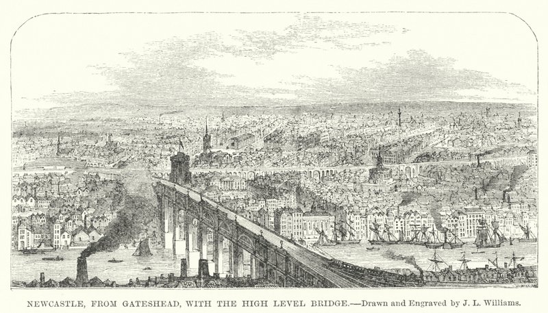 Newcastle, desde Gateshead, con el Puente de Alto Nivel de J.L. (after) Williams