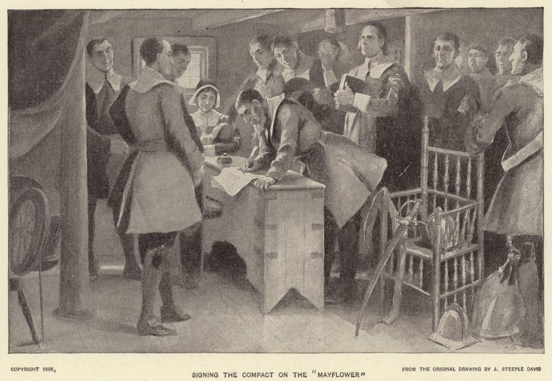 Firma del Pacto en el "Mayflower" de J. (after) Steeple Davis