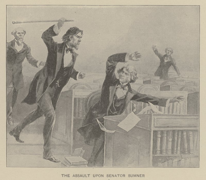 El asalto al senador Sumner (litografía) de J. (after) Steeple Davis