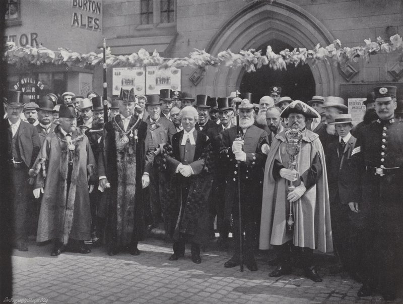 Lichfield Greenhill Bower, reunión para la procesión de J. Benjamin Stone
