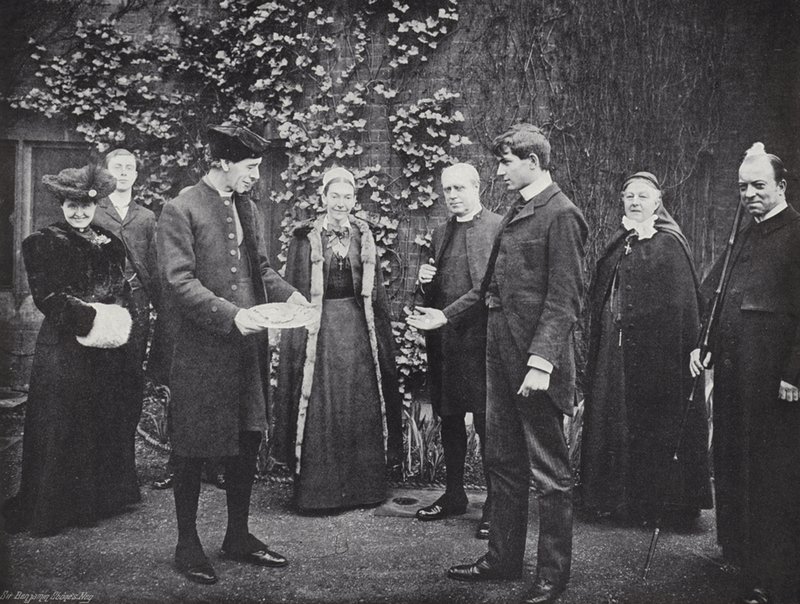 Lanzamiento de Panqueques en la Escuela de Westminster, el Victor recibiendo su Guinea de J. Benjamin Stone