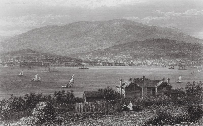 Australia: Hobart Town, Tasmania (grabado) de J. C. Armytage