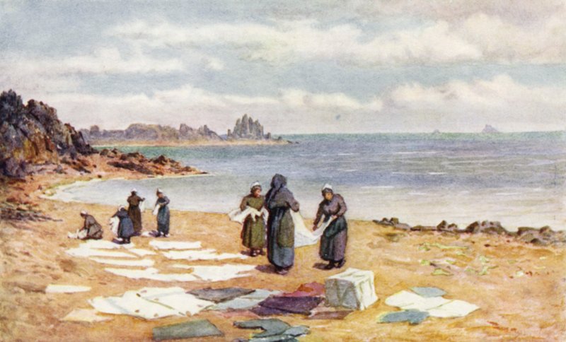 Día de secado en La Houle (litografia en color) de J. Hardwicke Lewis