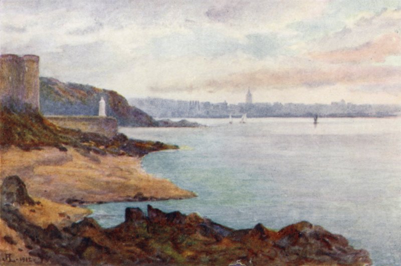 Mole des Noires y Dinard, de St Malo Beach (litografia en color) de J. Hardwicke Lewis