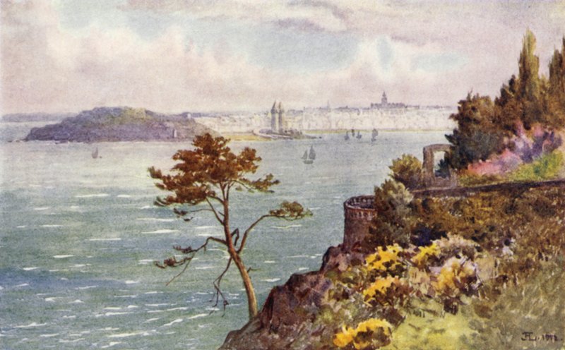 St Servan y embocadura del Rance de Vicomte (litografia en color) de J. Hardwicke Lewis