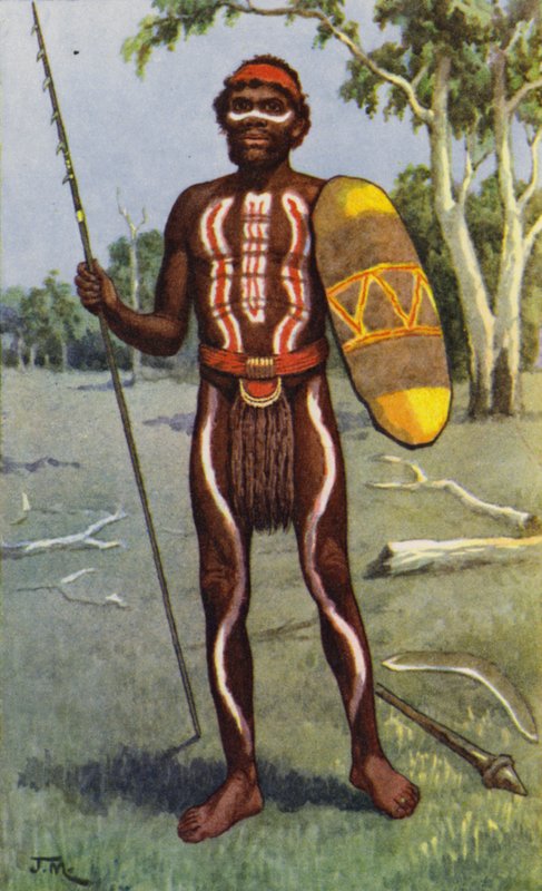 Aborígenes australianos (litografía en color) de J. Macfarlane