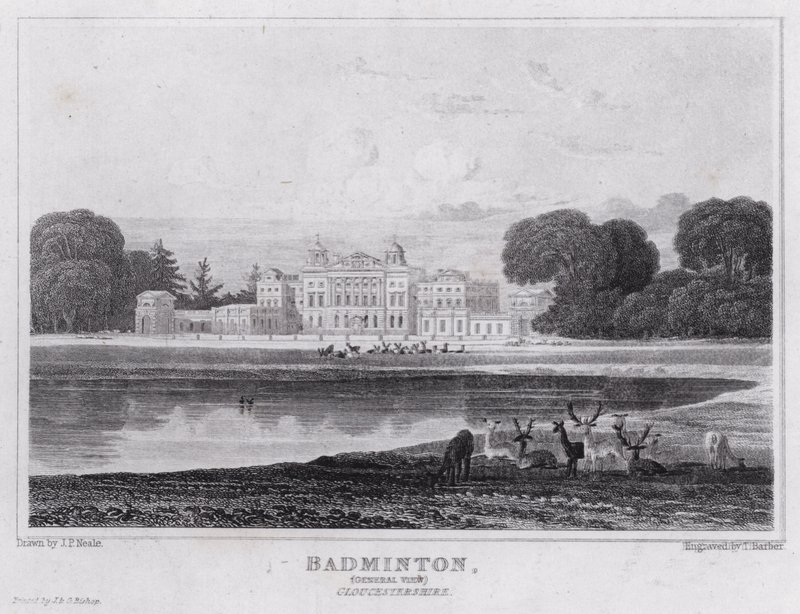Badminton, vista general, Gloucestershire de John Preston Neale