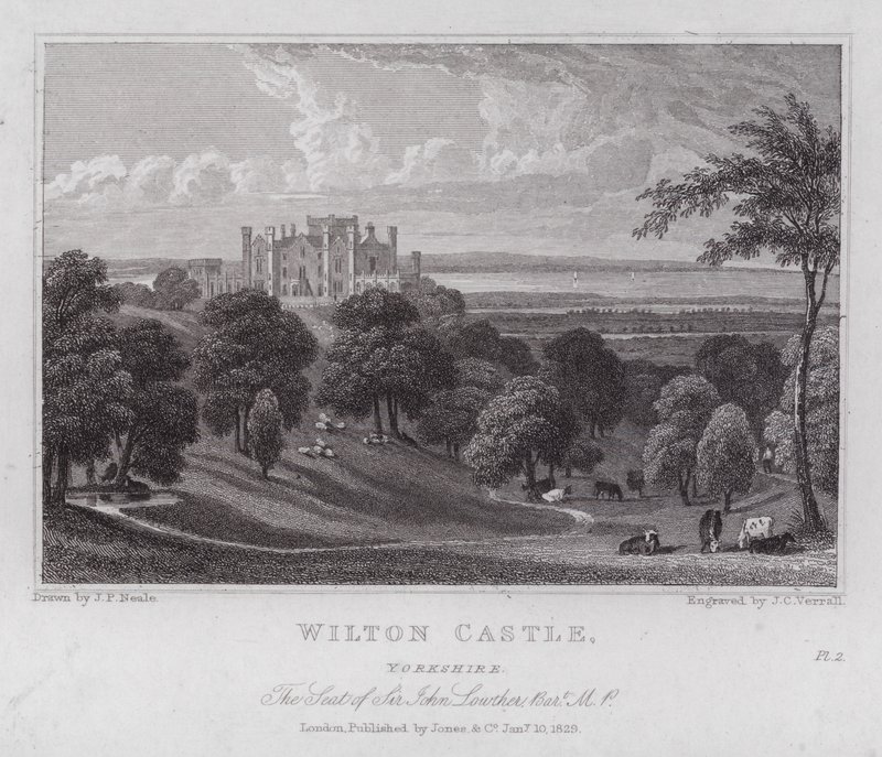 Castillo de Wilton, Yorkshire, la Residencia de Sir John Lowther de John Preston Neale