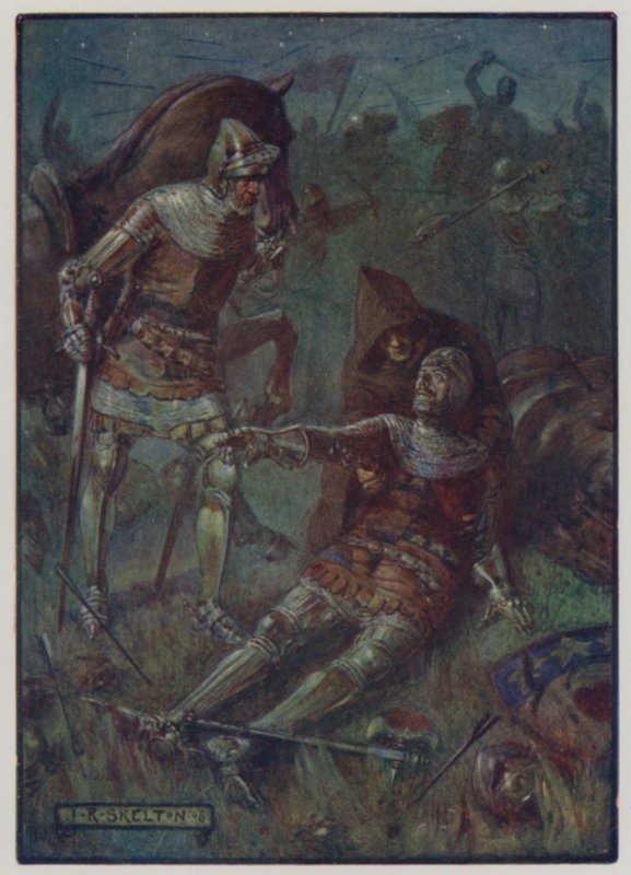 Muerte de James, 2º Conde de Douglas, luchando contra los ingleses en la Batalla de Otterburn, 1388 de J. R. Skelton